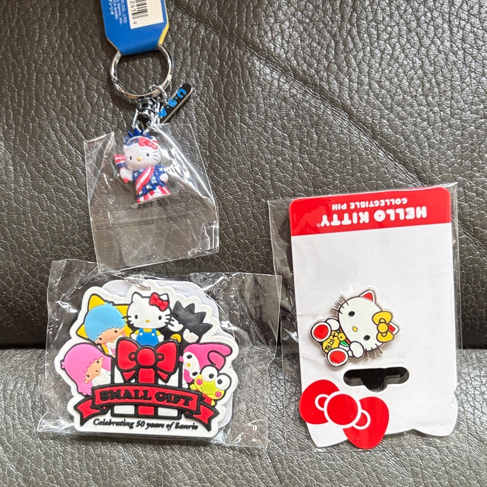Hello kitty colorful key chain and pin set